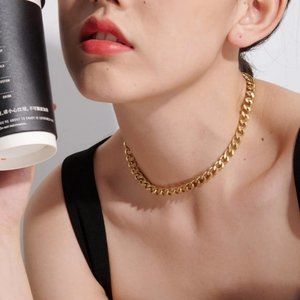 New 18K Gold Plated 18'' Cuban Link Chain Necklace